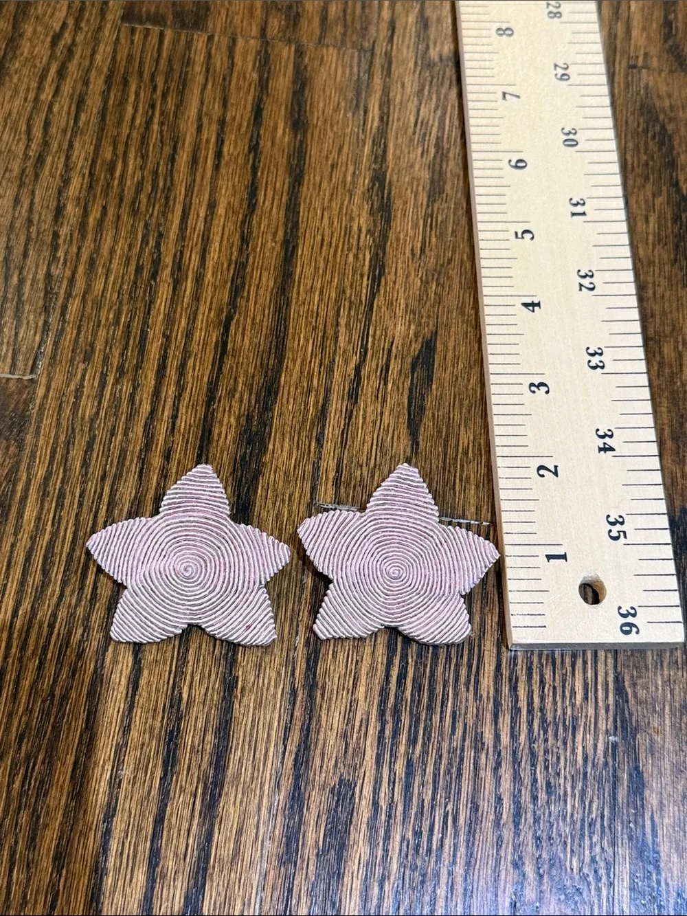 Handmade Star Silk Cord Wrapped Stud Earrings in Pink - Large Size Statement
